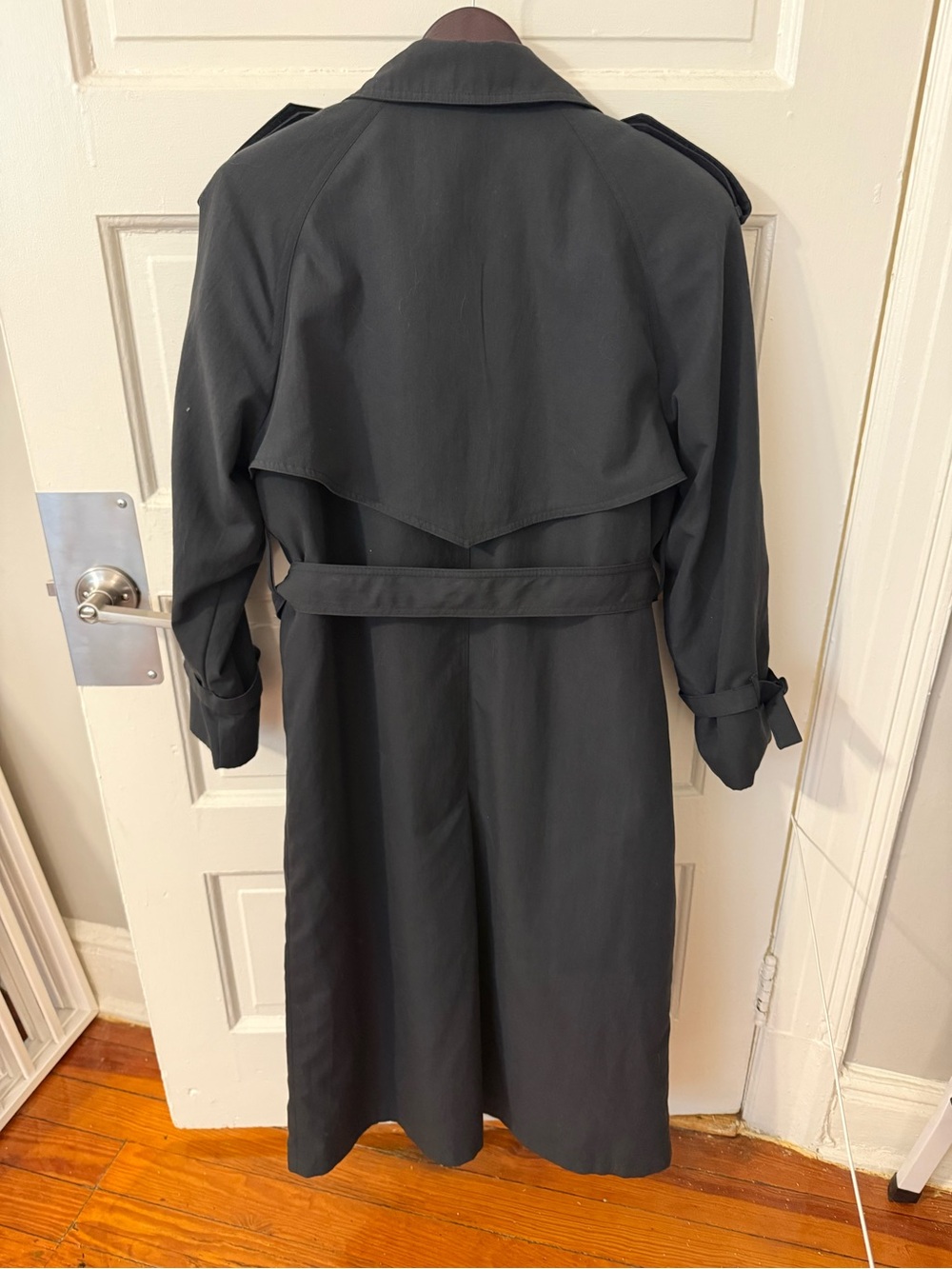Vtg London Fog Black Trench Coat - Picture 2 of 11